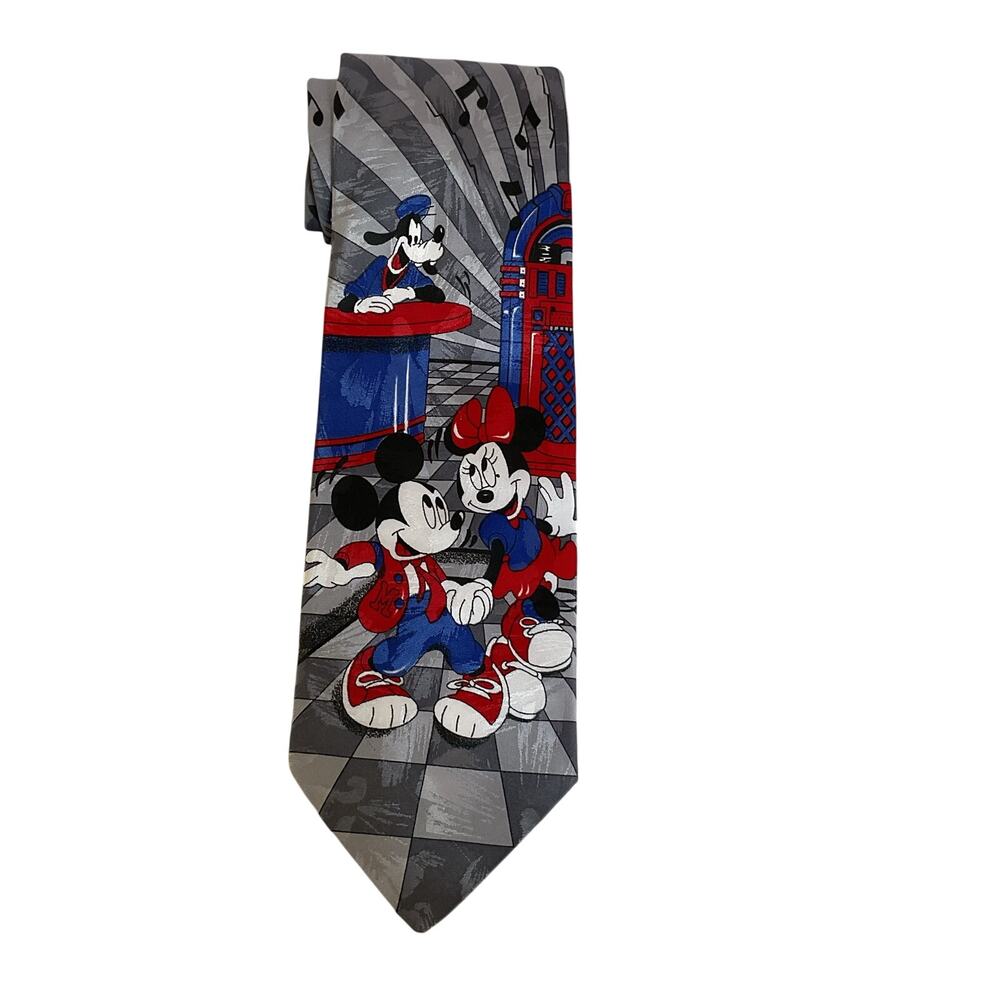 Vintage Disney Mickey Minnie Tie 90s Cartoon Jukebox Novelty Mickey Unlimited
